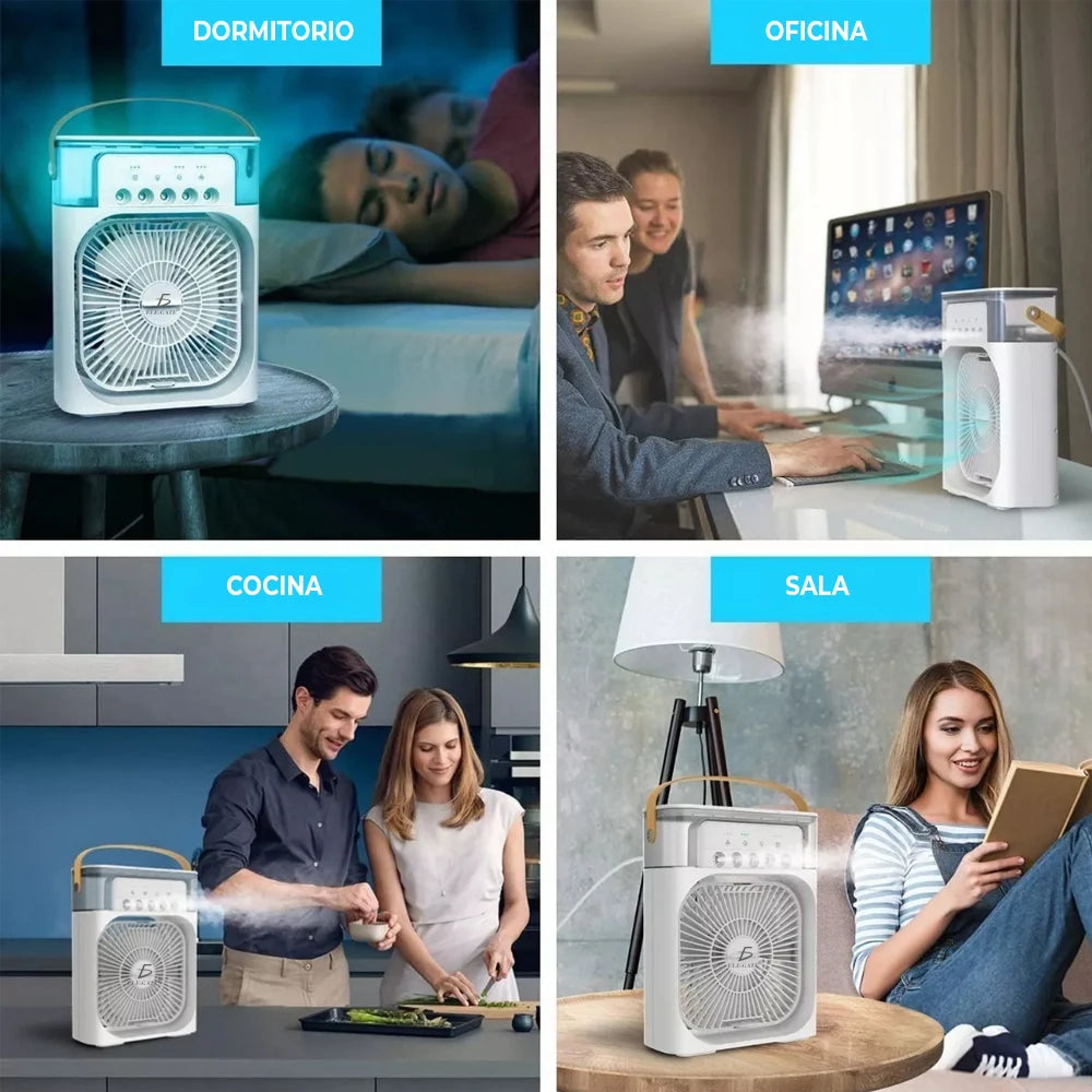 Modern Portable Air Conditioner Fan Night Light LED USB DC Power 30W 3 Speeds Low Noise Plastic Material Water Tank