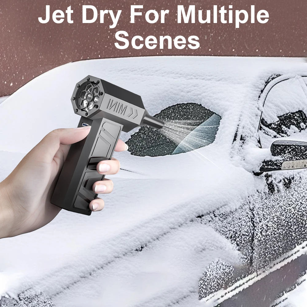 Turbo Fan 130000RPM Car Jet Fan 5 Outlet Nozzles Portable Blowing Snow Cleaning Blower Tool Electric Air Duster Type-C Charging