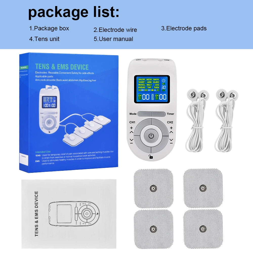 New Electric Tens Muscle Stimulator Ems Acupuncture Face Body Massager Digital Therapy Herald Massage Tool Electrostimulator