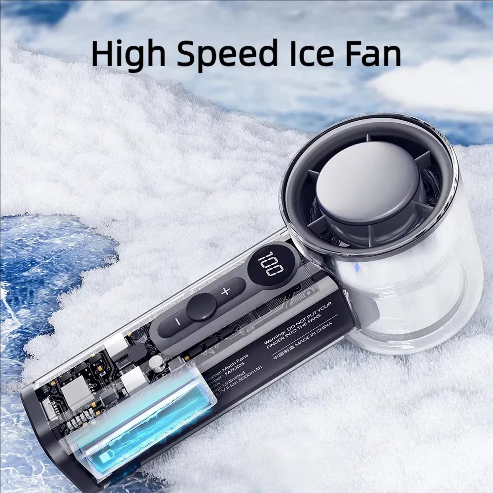 Semiconductor Refrigeration High-speed Handheld Electric Fan 3000mAh USB Portable Rechargeable Outdoor Small Fan