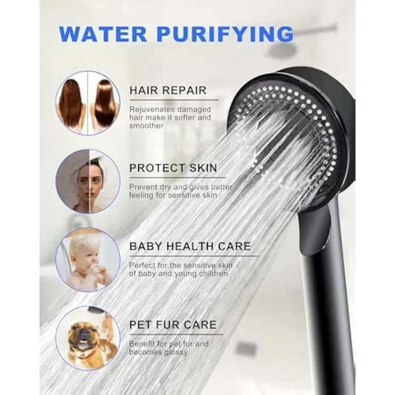 Bathroom Sink Faucet Head of A Shower High Pressure 5 Modes Adjustable with Hose Water Saving One-Key Stop Bathroom Accessories