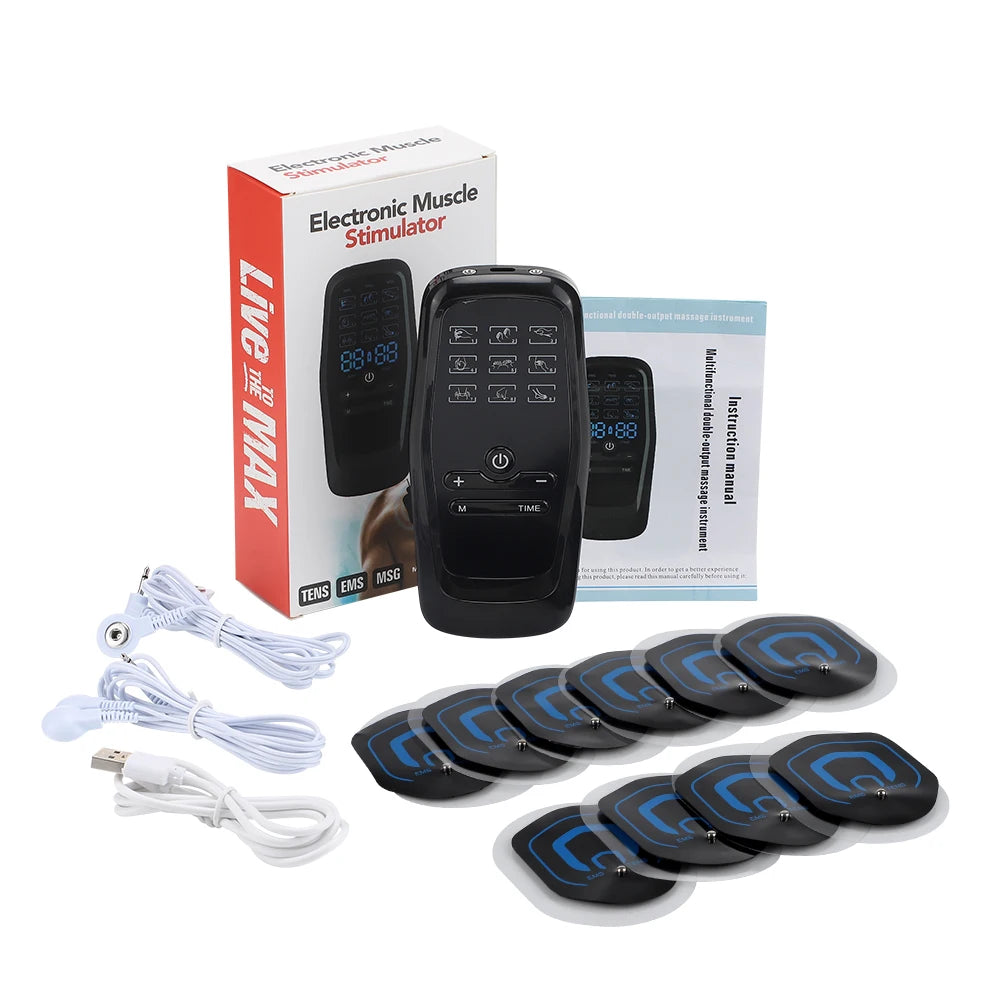 New Electric Tens Muscle Stimulator Ems Acupuncture Face Body Massager Digital Therapy Herald Massage Tool Electrostimulator