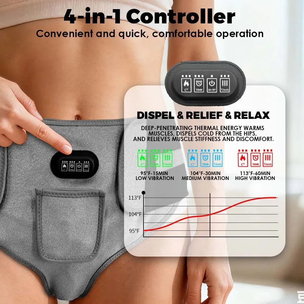 660nm Red Light Therapy Massage Briefs 162 LED 4 Motor Heating 3 Gear Abdominal&Hip Massager Therapy Underwear for Men Women