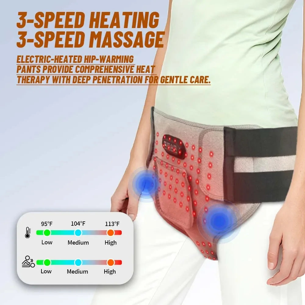 660nm Red Light Therapy Massage Briefs 162 LED 4 Motor Heating 3 Gear Abdominal&Hip Massager Therapy Underwear for Men Women