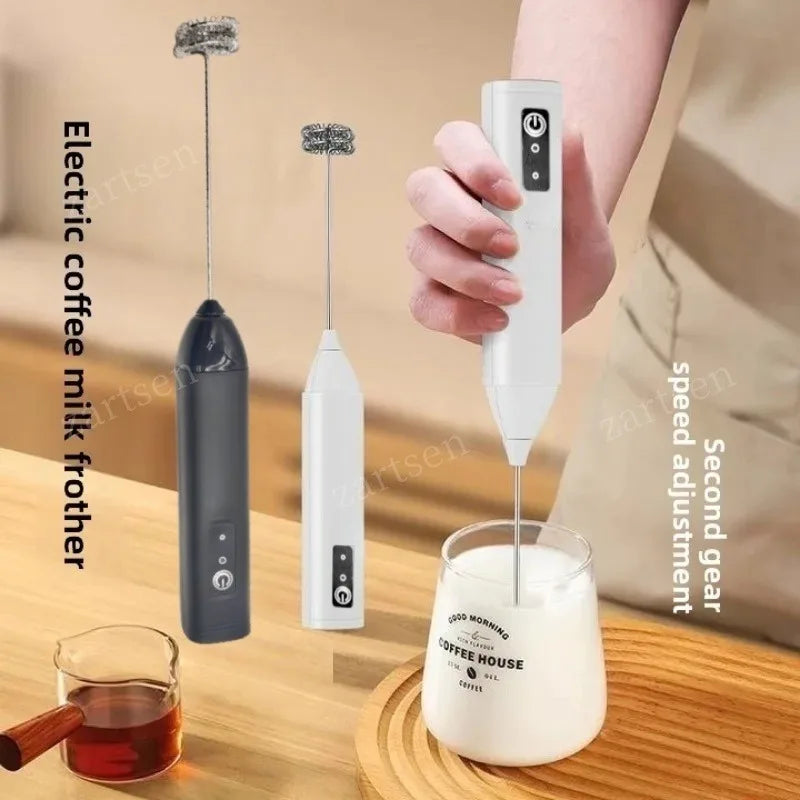MINI Milk Frother USB Rechargeable 3 Speeds Foam Maker Coffee Whisk Mixer Electric Handle Blender Egg Beater Hot Cooking Tools